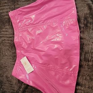 Barbiecore! Pink Pleather Vinyl TCEC skirt Skort Size L new